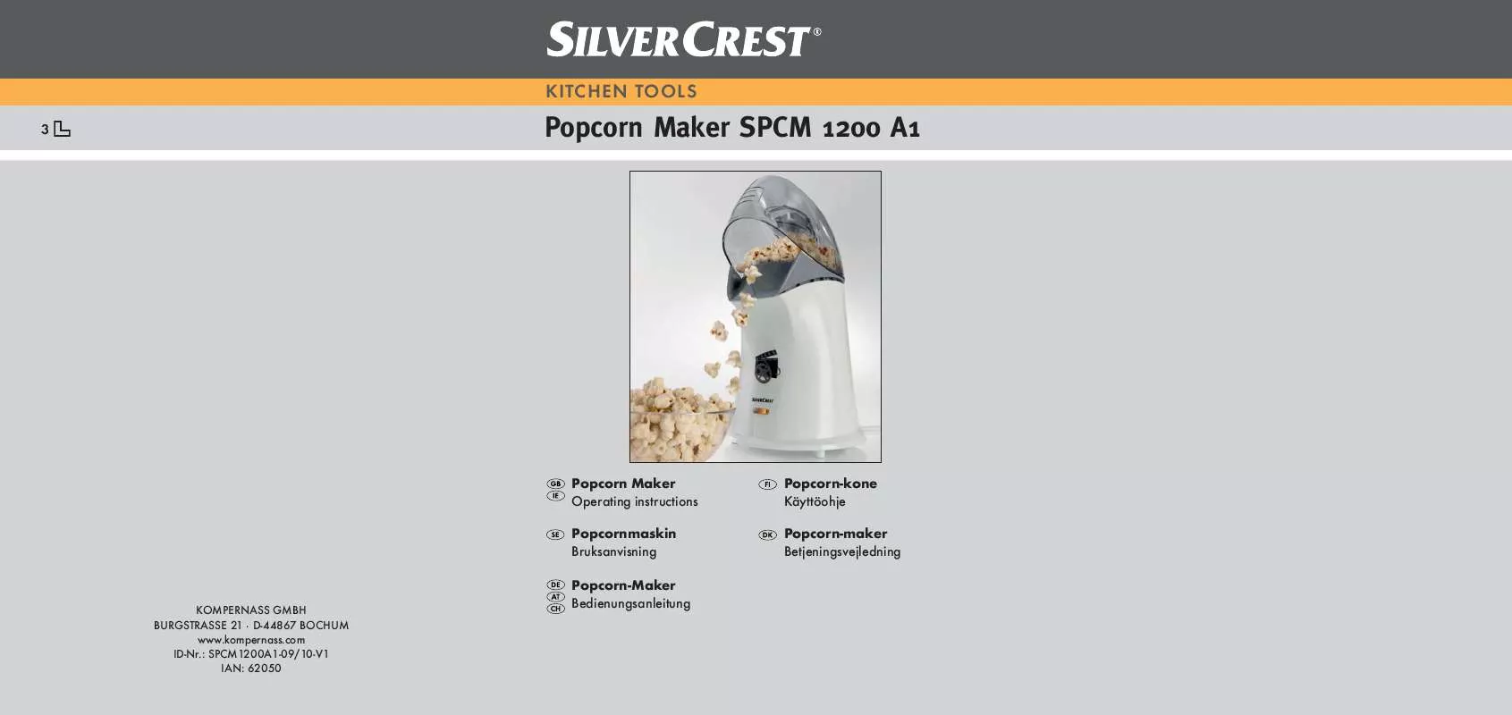 Mode d'emploi SILVERCREST SPCM 1200 A1 POPCORN MAKER