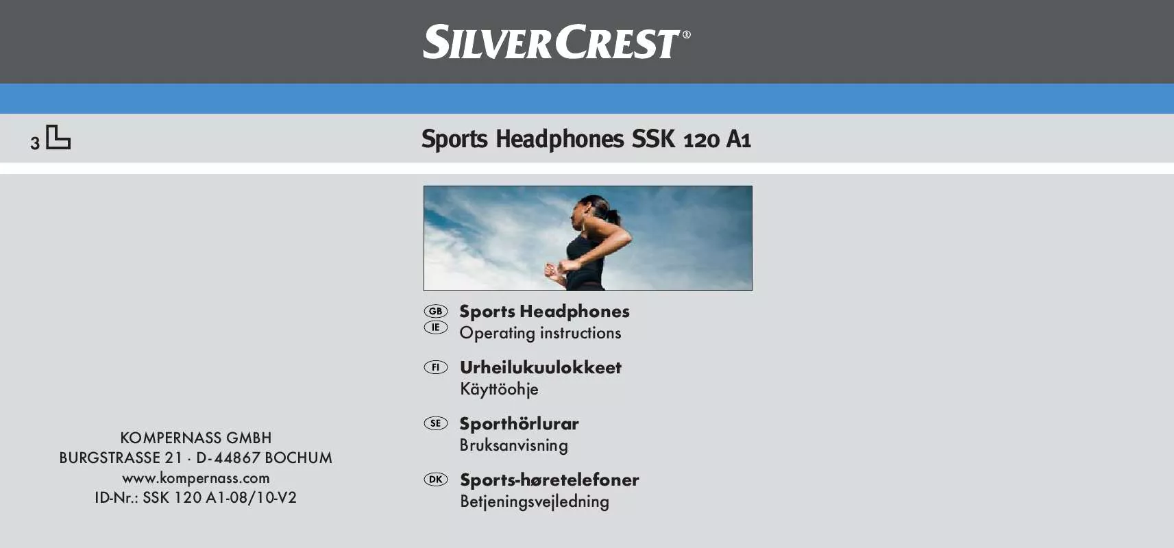 Mode d'emploi SILVERCREST SSK 120 A1 SPORTS HEADPHONES