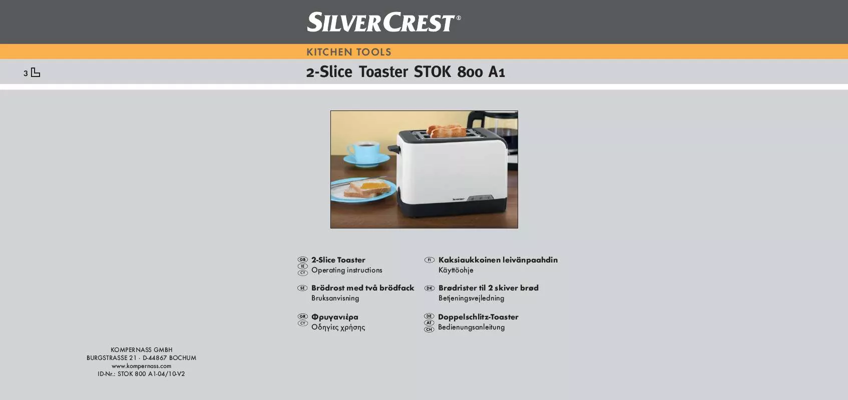 Mode d'emploi SILVERCREST STOK 800 A1