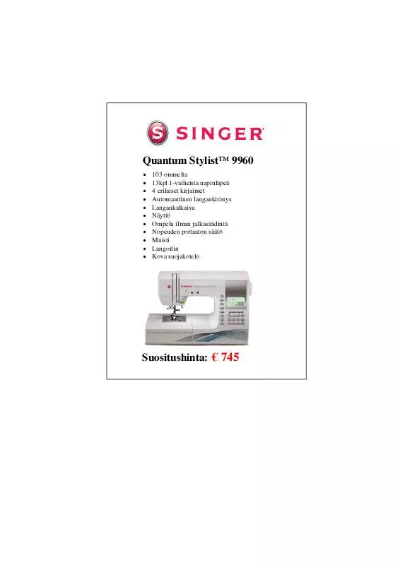 Mode d'emploi SINGER QUANTUM STYLIST 9960