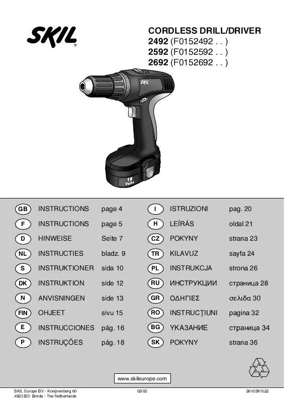 Mode d'emploi SKIL 2492