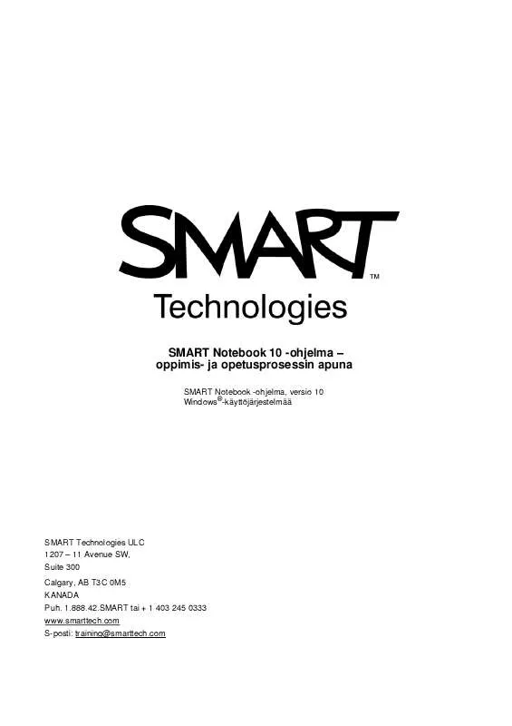 Mode d'emploi SMART BOARD INTERAKTIIVINEN TAULU