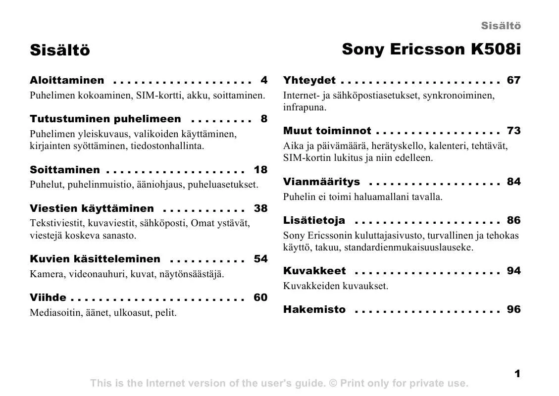 Mode d'emploi SONY ERICSSON K508I