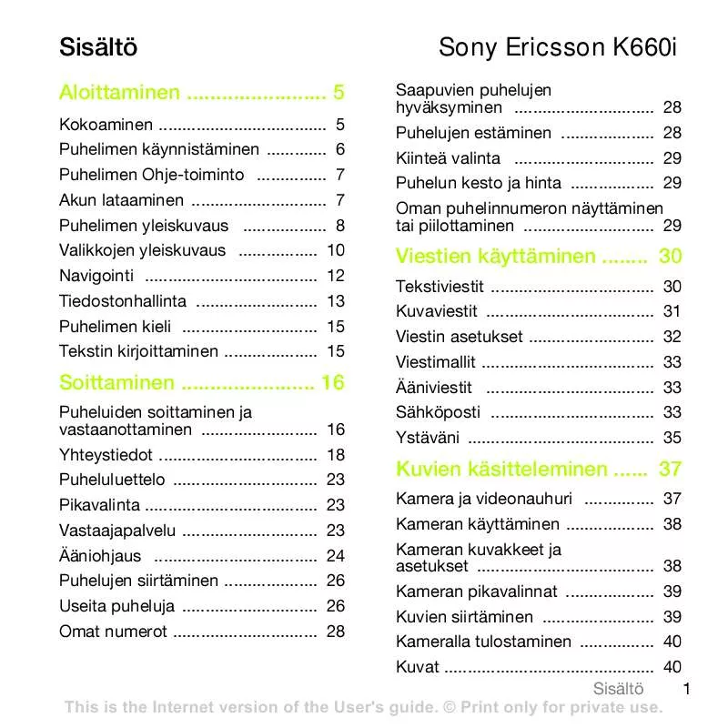 Mode d'emploi SONY ERICSSON K660I