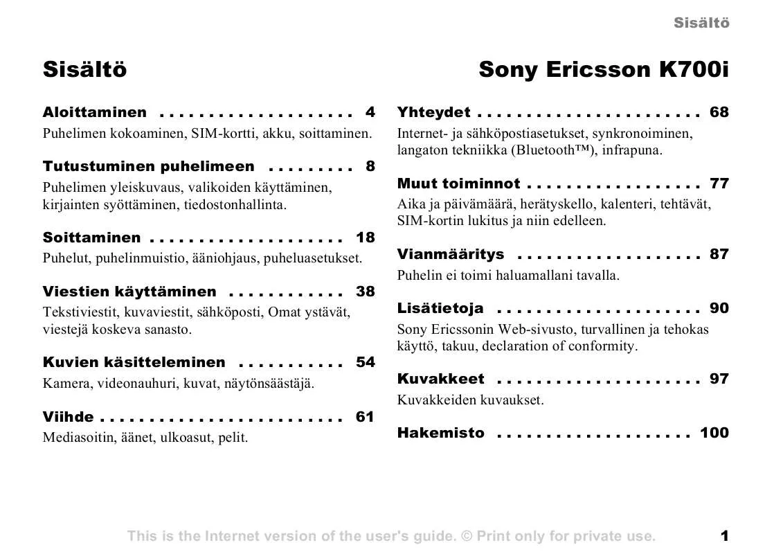 Mode d'emploi SONY ERICSSON K700I