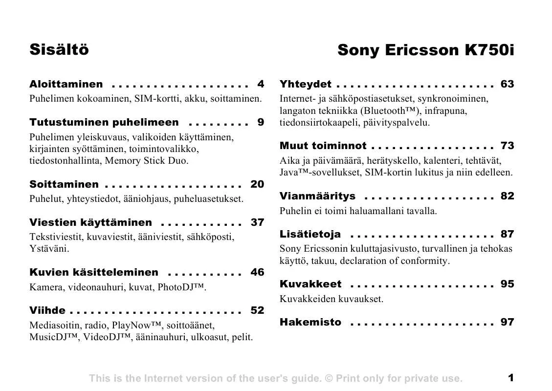 Mode d'emploi SONY ERICSSON K750I