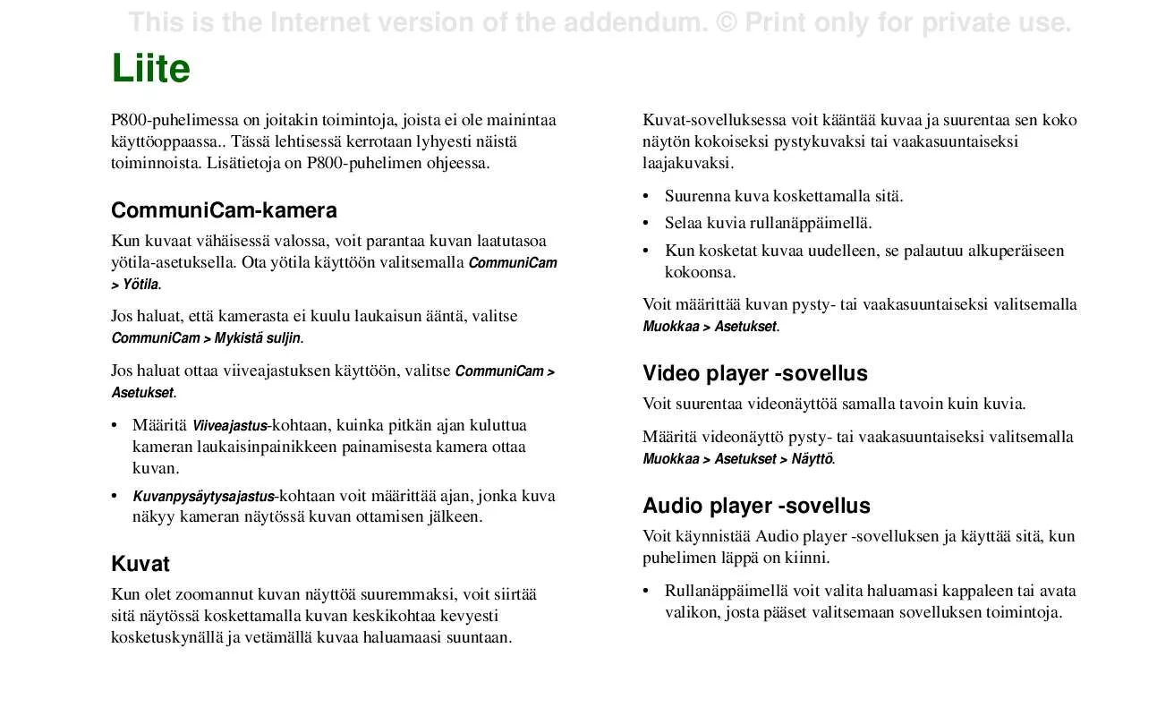 Mode d'emploi SONY ERICSSON P800