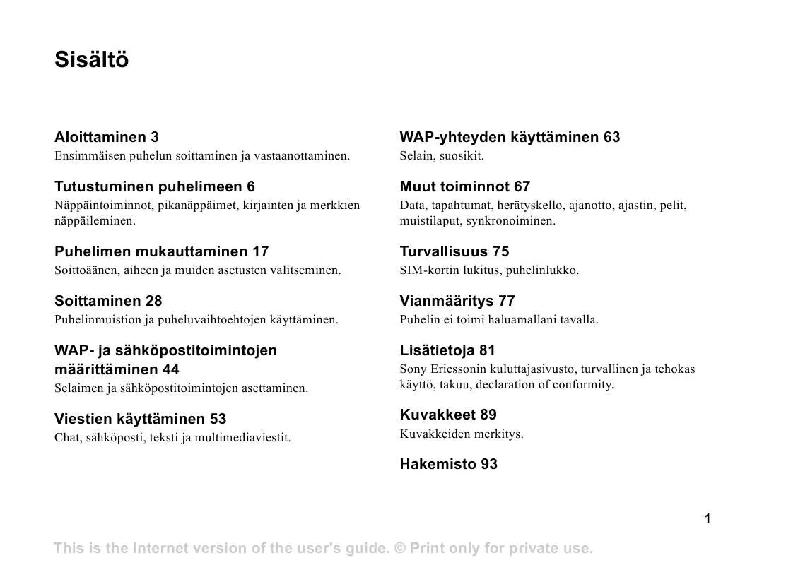 Mode d'emploi SONY ERICSSON T310