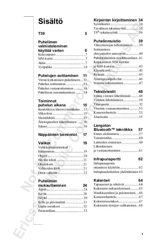 Mode d'emploi SONY ERICSSON T39M