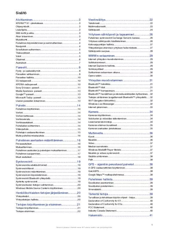 Mode d'emploi SONY ERICSSON XPERIA X1