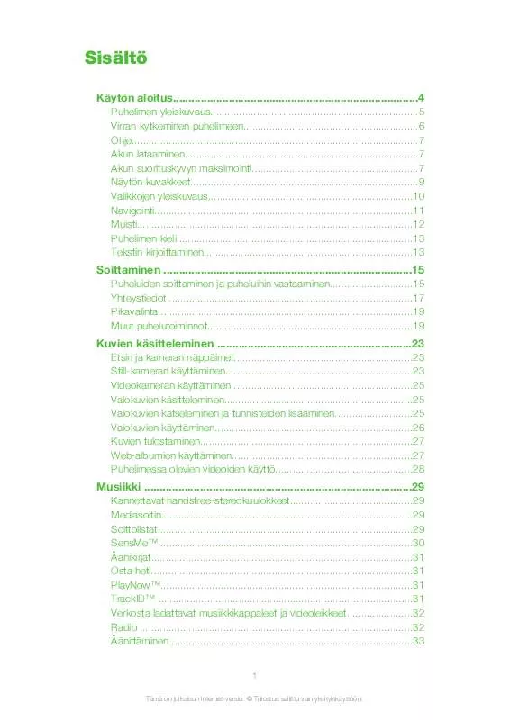 Mode d'emploi SONY ERICSSON YARI