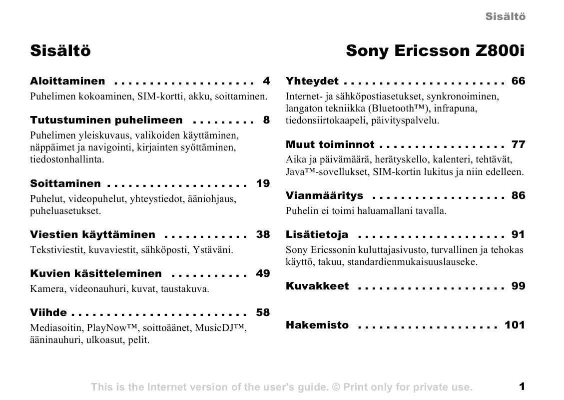 Mode d'emploi SONY ERICSSON Z800I