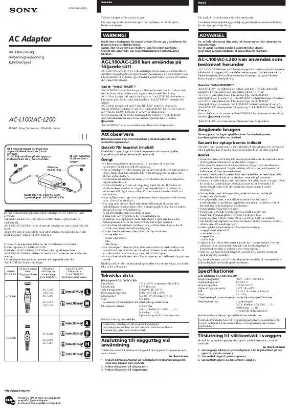 Mode d'emploi SONY AC-L100