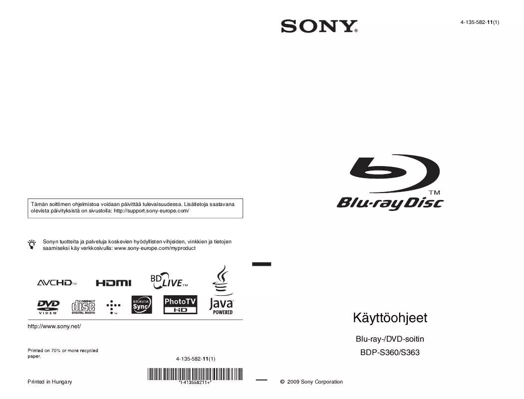 Mode d'emploi SONY BDP-S363