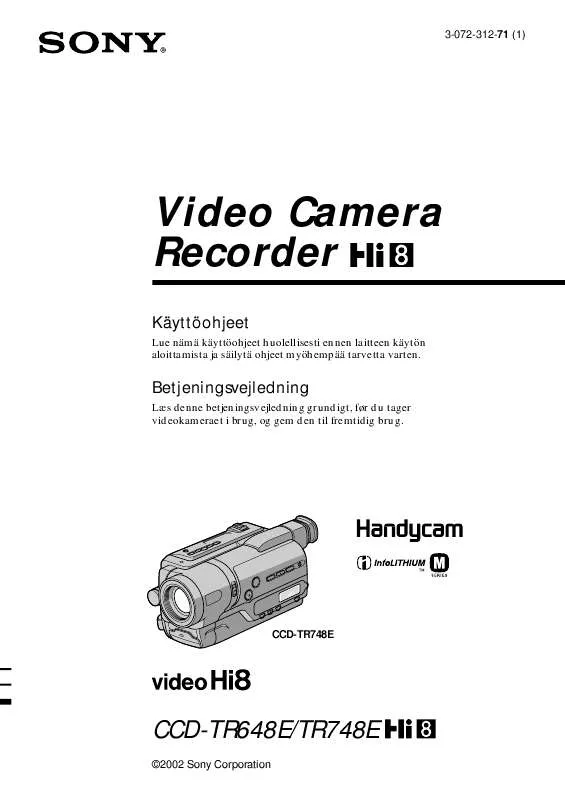 Mode d'emploi SONY CCD-TR748E