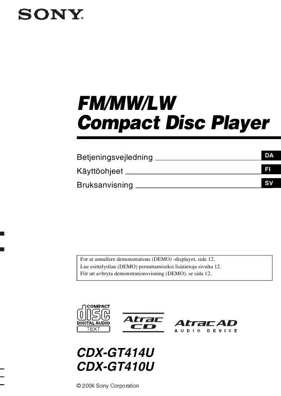 Mode d'emploi SONY CDX-GT410U