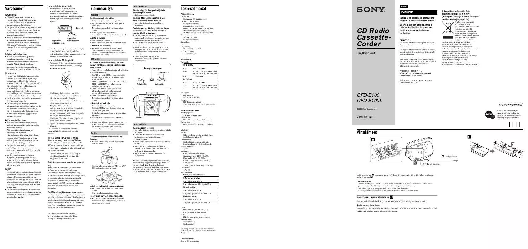 Mode d'emploi SONY CFD-E100