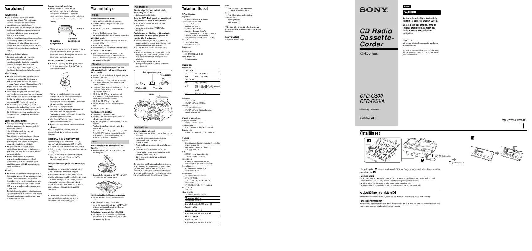 Mode d'emploi SONY CFD-G500