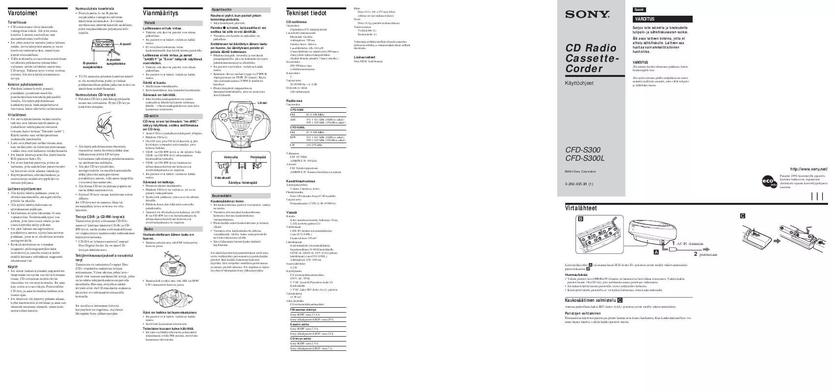 Mode d'emploi SONY CFD-S300