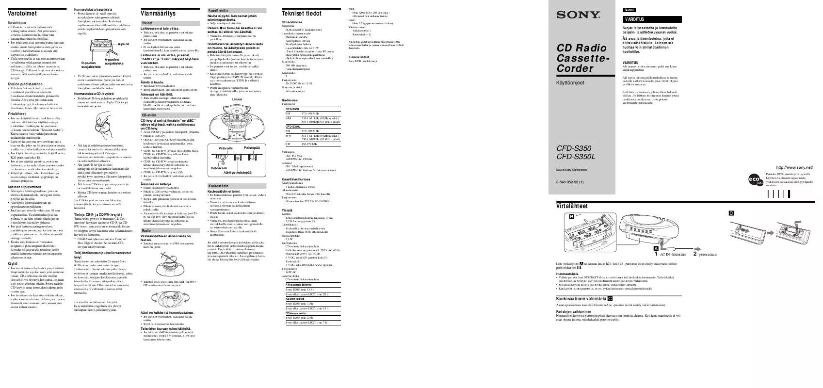 Mode d'emploi SONY CFD-S350