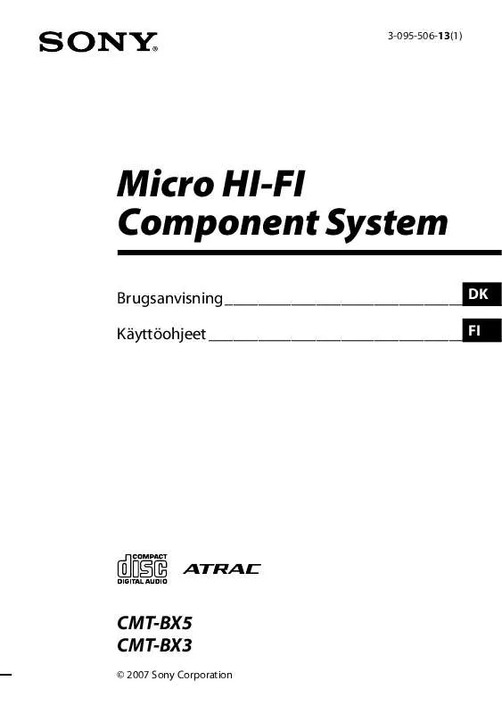 Mode d'emploi SONY CMT-BX3