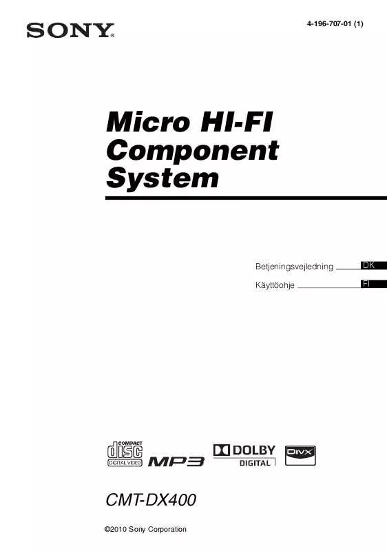 Mode d'emploi SONY CMT-DX400