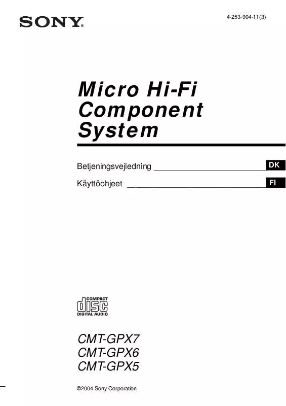 Mode d'emploi SONY CMT-GPX6