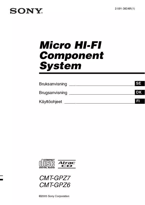 Mode d'emploi SONY CMT-GPZ6