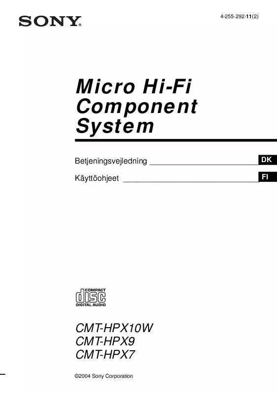 Mode d'emploi SONY CMT-HPX9