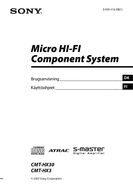 Mode d'emploi SONY CMT-HX3