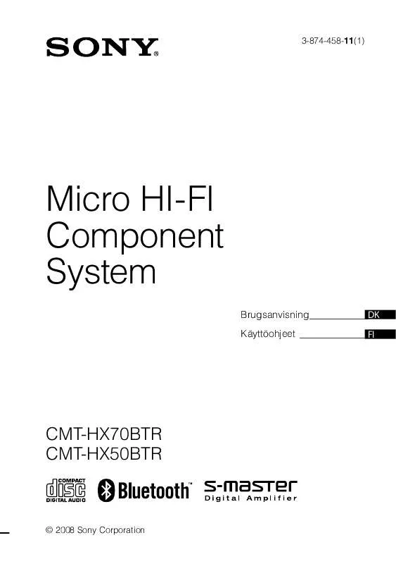 Mode d'emploi SONY CMT-HX50BTR