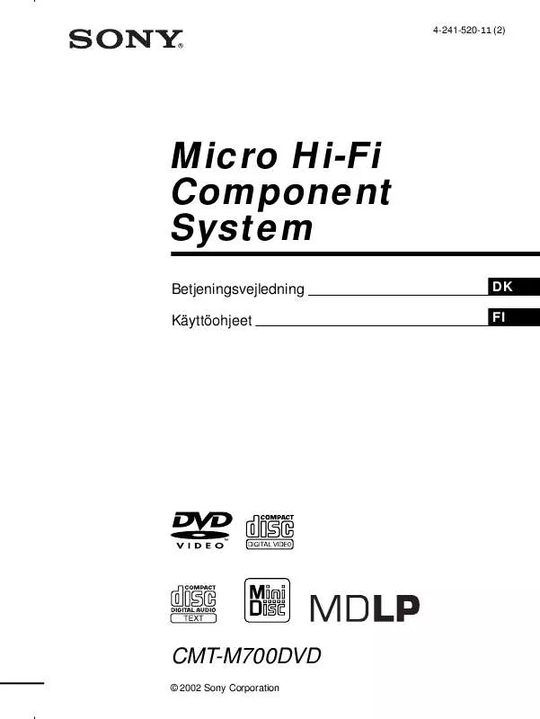 Mode d'emploi SONY CMT-M700DVD