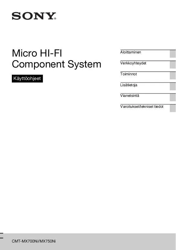 Mode d'emploi SONY CMT-MX700NI