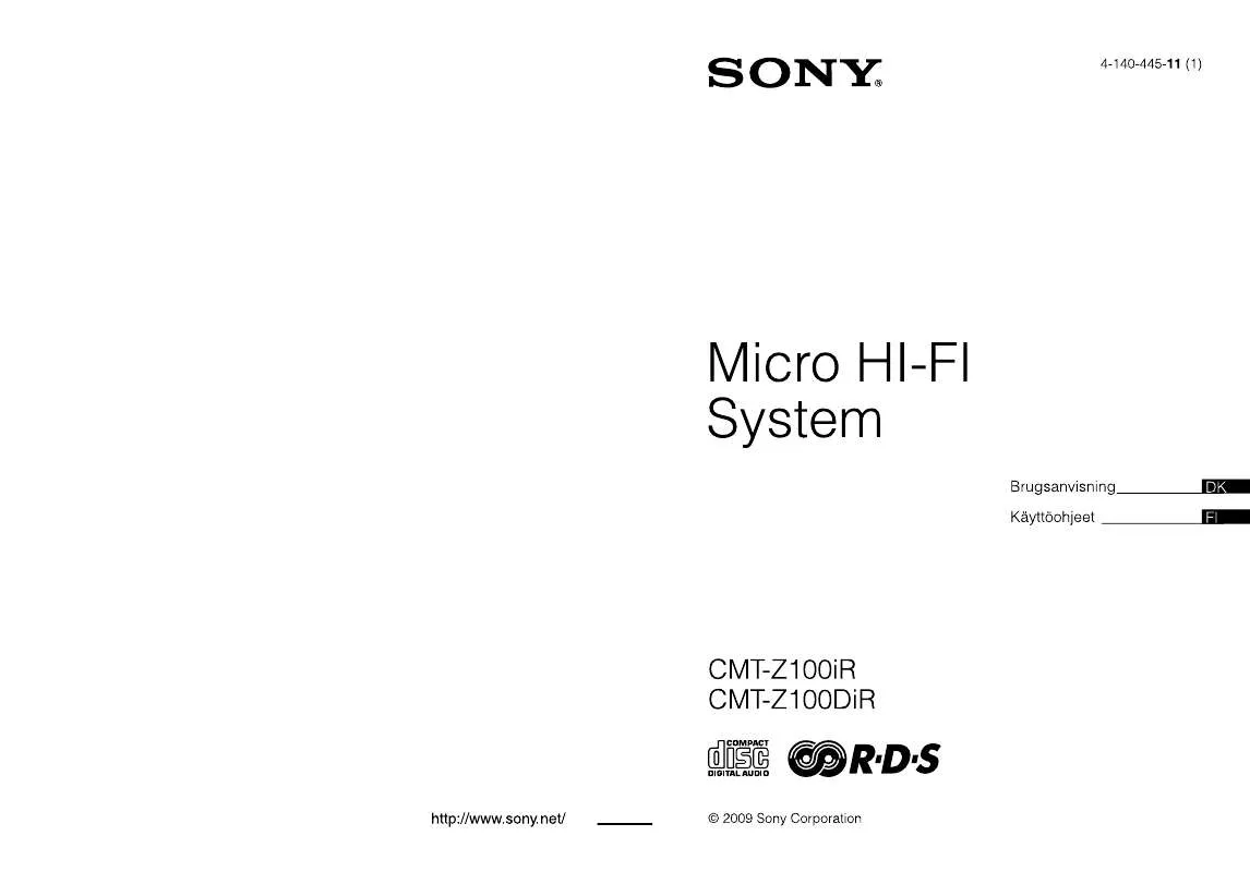 Mode d'emploi SONY CMT-Z100DIR