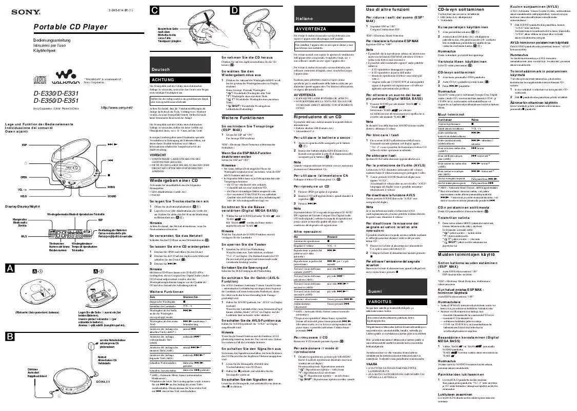 Mode d'emploi SONY D-E330