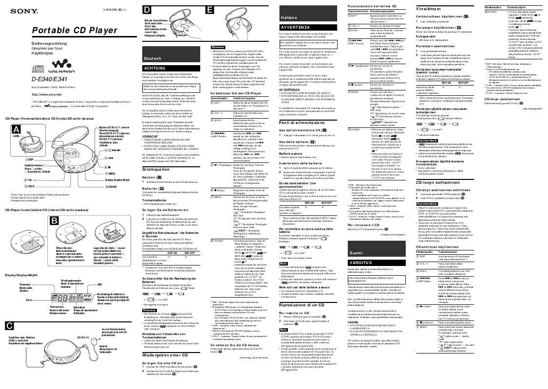 Mode d'emploi SONY D-E340