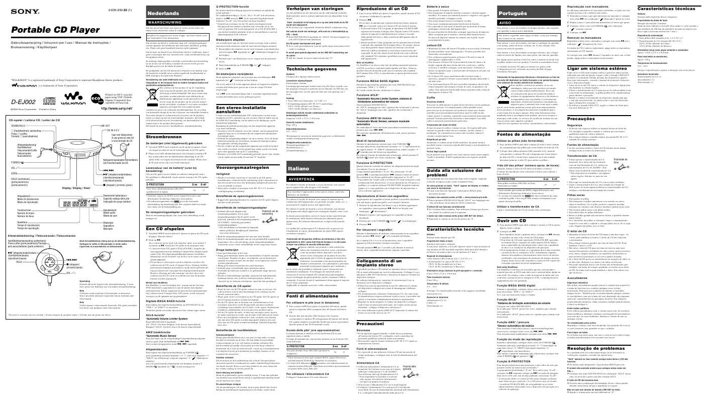 Mode d'emploi SONY D-EJ002