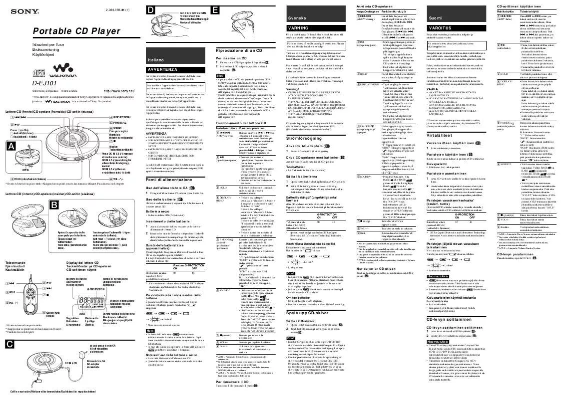 Mode d'emploi SONY D-EJ101