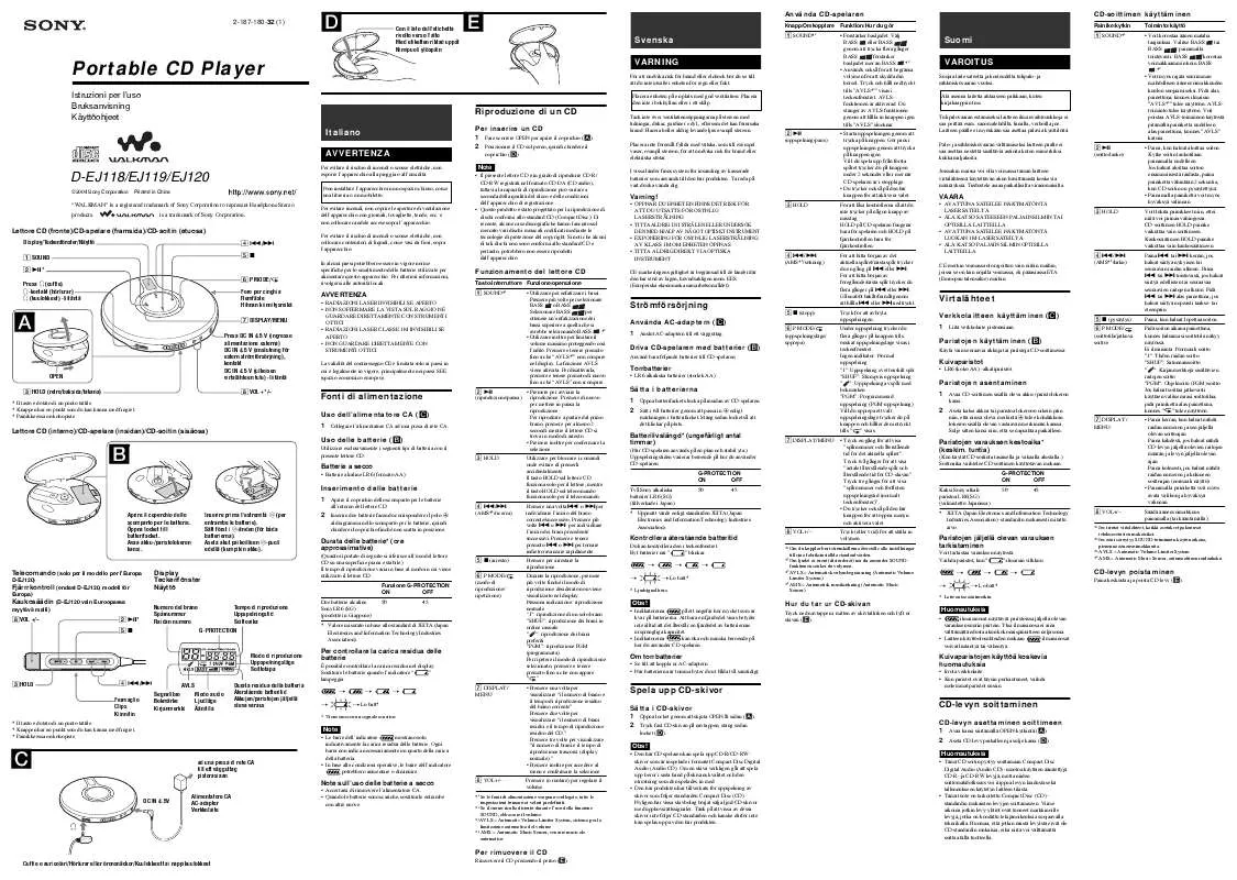 Mode d'emploi SONY D-EJ120