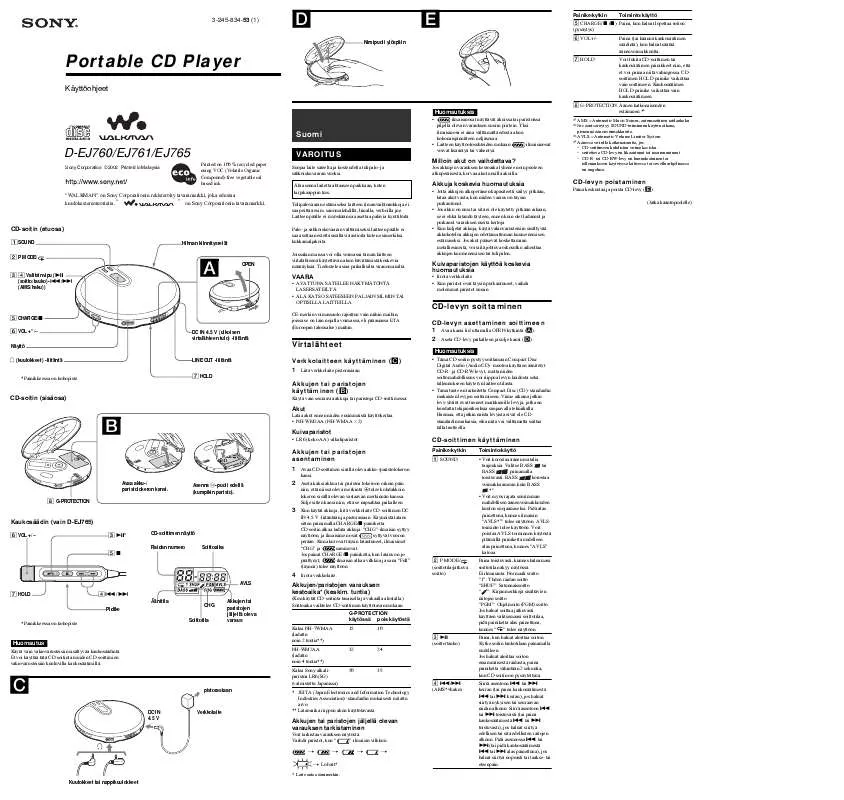 Mode d'emploi SONY D-EJ760