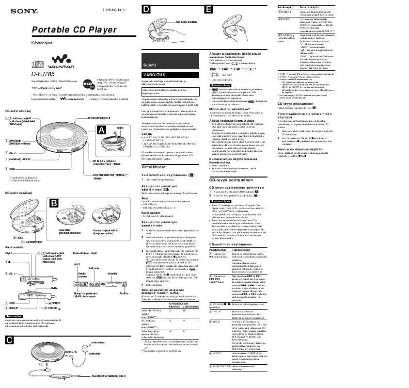 Mode d'emploi SONY D-EJ785