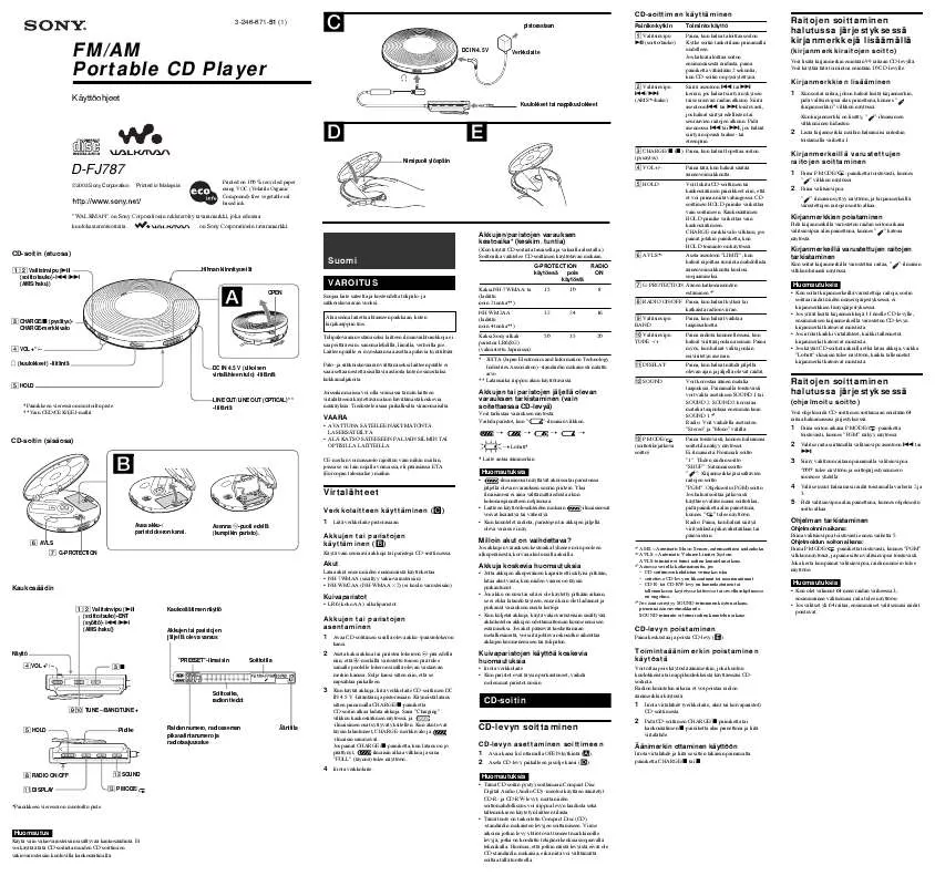 Mode d'emploi SONY D-FJ787