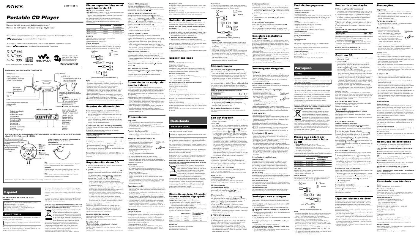 Mode d'emploi SONY D-NE005