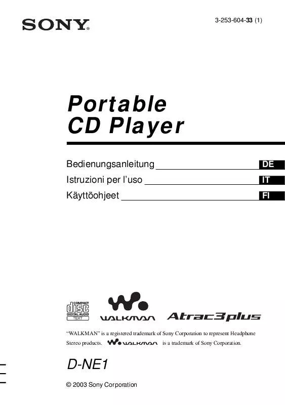 Mode d'emploi SONY D-NE1