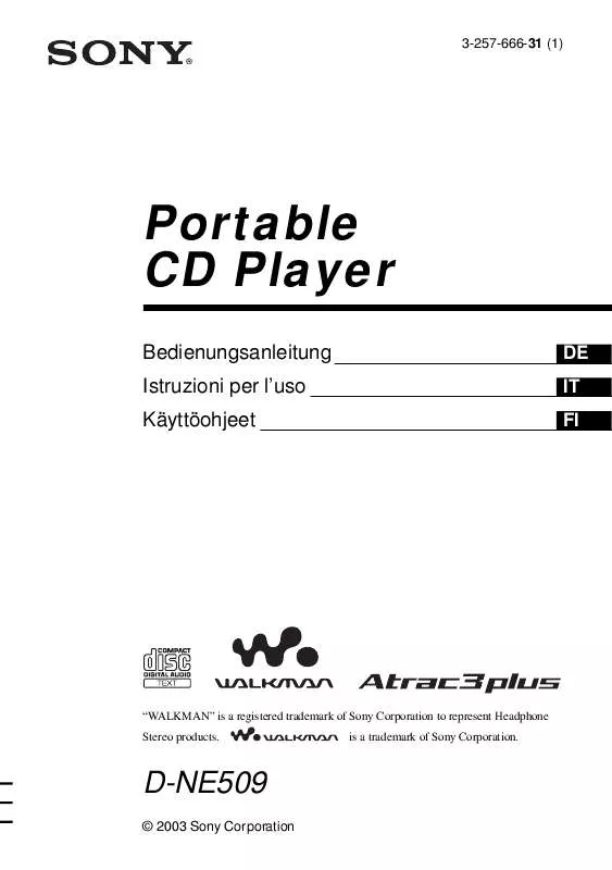 Mode d'emploi SONY D-NE509