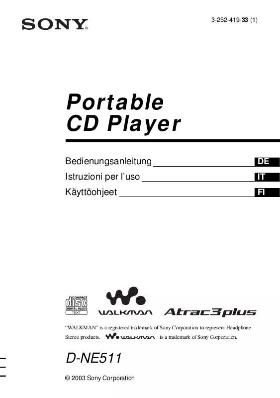 Mode d'emploi SONY D-NE511