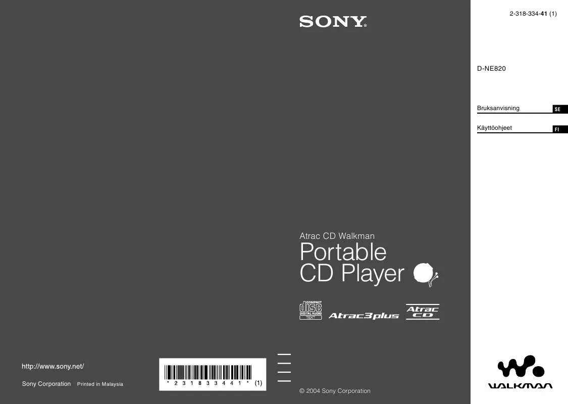 Mode d'emploi SONY D-NE820