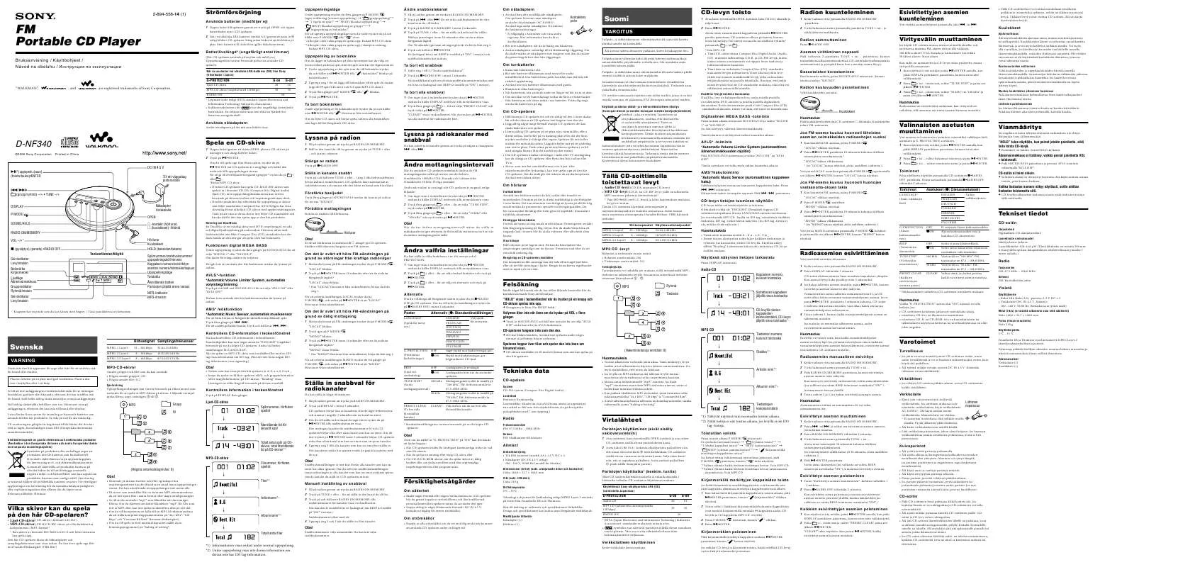 Mode d'emploi SONY D-NF340