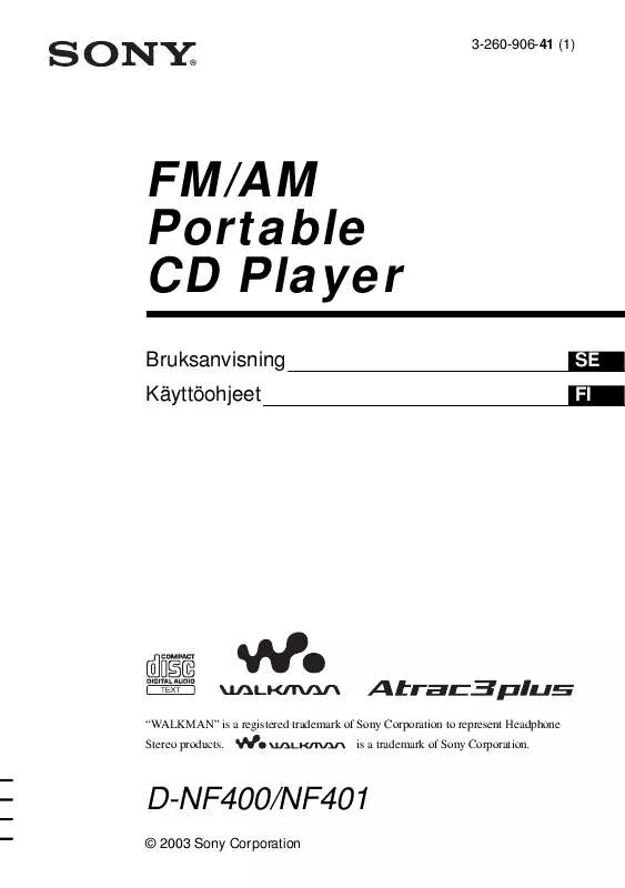 Mode d'emploi SONY D-NF401