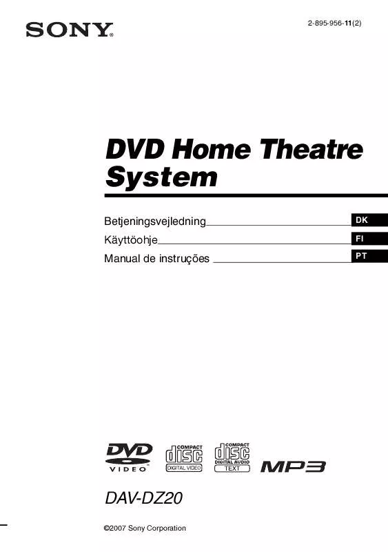 Mode d'emploi SONY DAV-DZ20